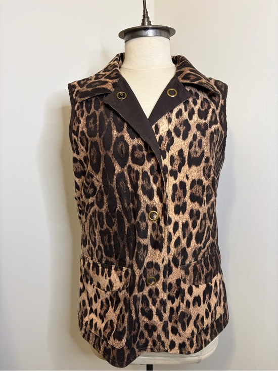 SPANNER Jackets & Blazers - SPANNER Leopard Print & Brown Reversible Utility Vest 100% Cotton SIZE MEDIUM